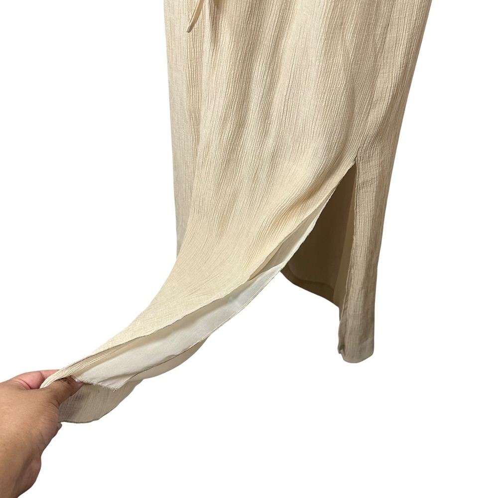 Nanushka Lily Sand Pleat Voile Belted Sleeveless Maxi Dress Beige Medium NWT - Picture 11 of 15